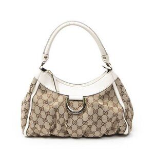 Gucci Small D Ring Hobo Beige Ivory GG Canvas